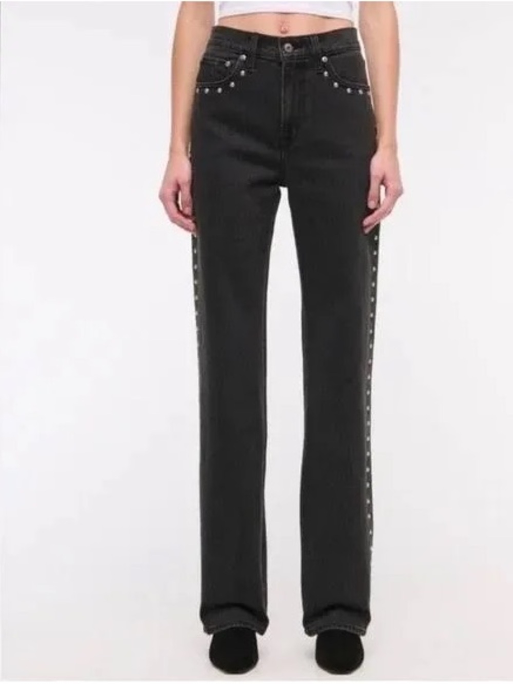 Abercrombie & Fitch Black Straight-Leg Jeans with Side Studs